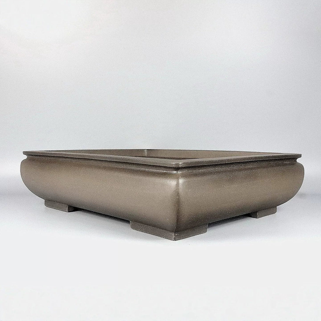17 inch(44.5cm) Large Rectangular Bell-Shaped Beige Traditional Unglazed Bonsai Pot Corner View