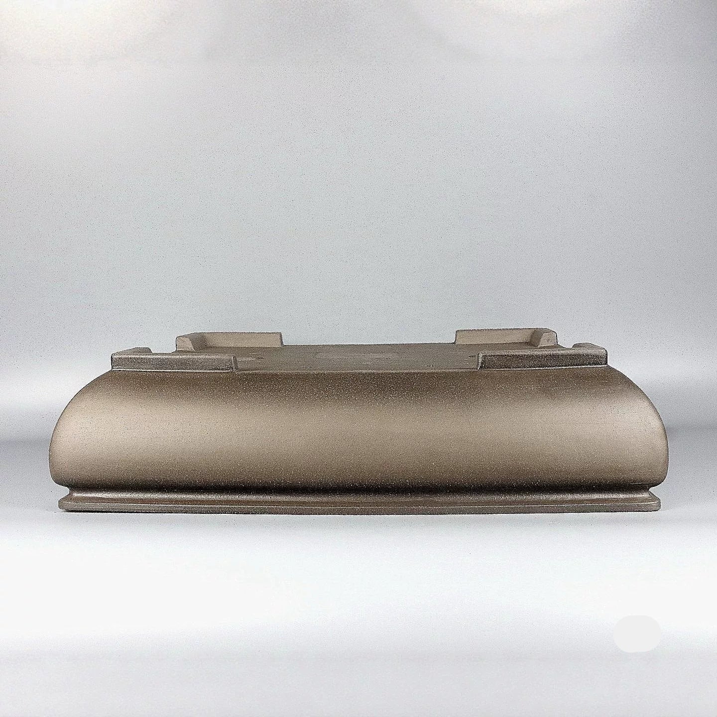 17 inch(44.5cm) Large Rectangular Bell-Shaped Beige Traditional Unglazed Bonsai Pot Upside Down View