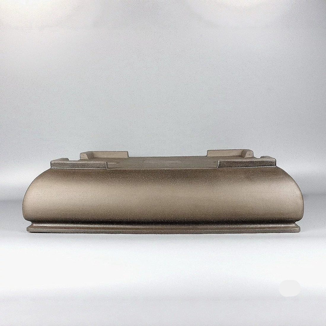 17 inch(44.5cm) Large Rectangular Bell-Shaped Beige Traditional Unglazed Bonsai Pot Upside Down View