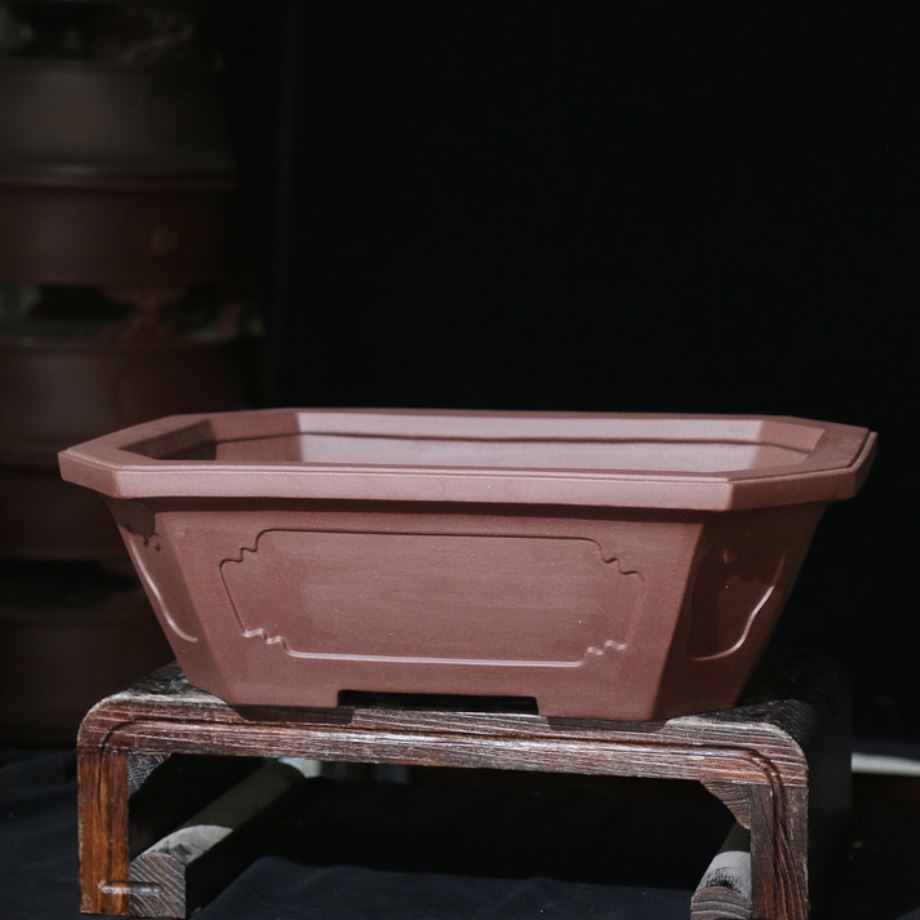 18.1" (46cm) Extra Large High-End Rectangular Bonsai Pot Handmade Corner View