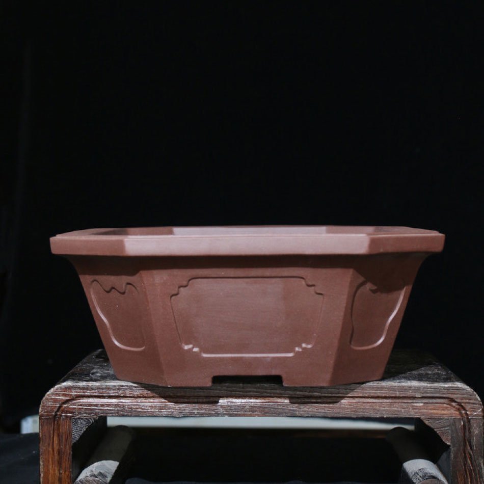 18.1" (46cm) Extra Large High-End Rectangular Bonsai Pot Handmade Opposite Side View