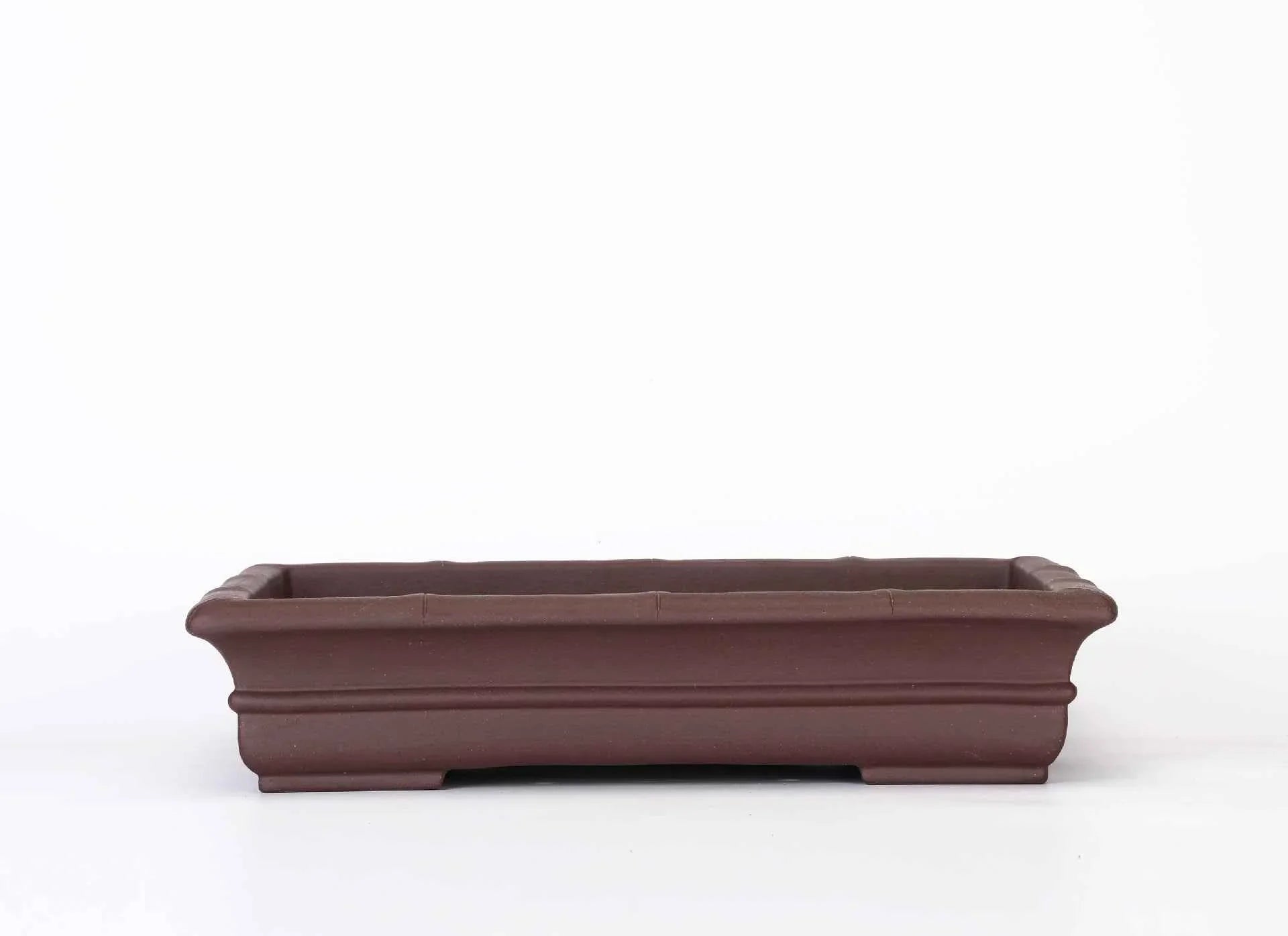 18.1" (46cm) Extra Large Handmade Rectangular Bonsai Pot w Bamboo-Inspired Rim