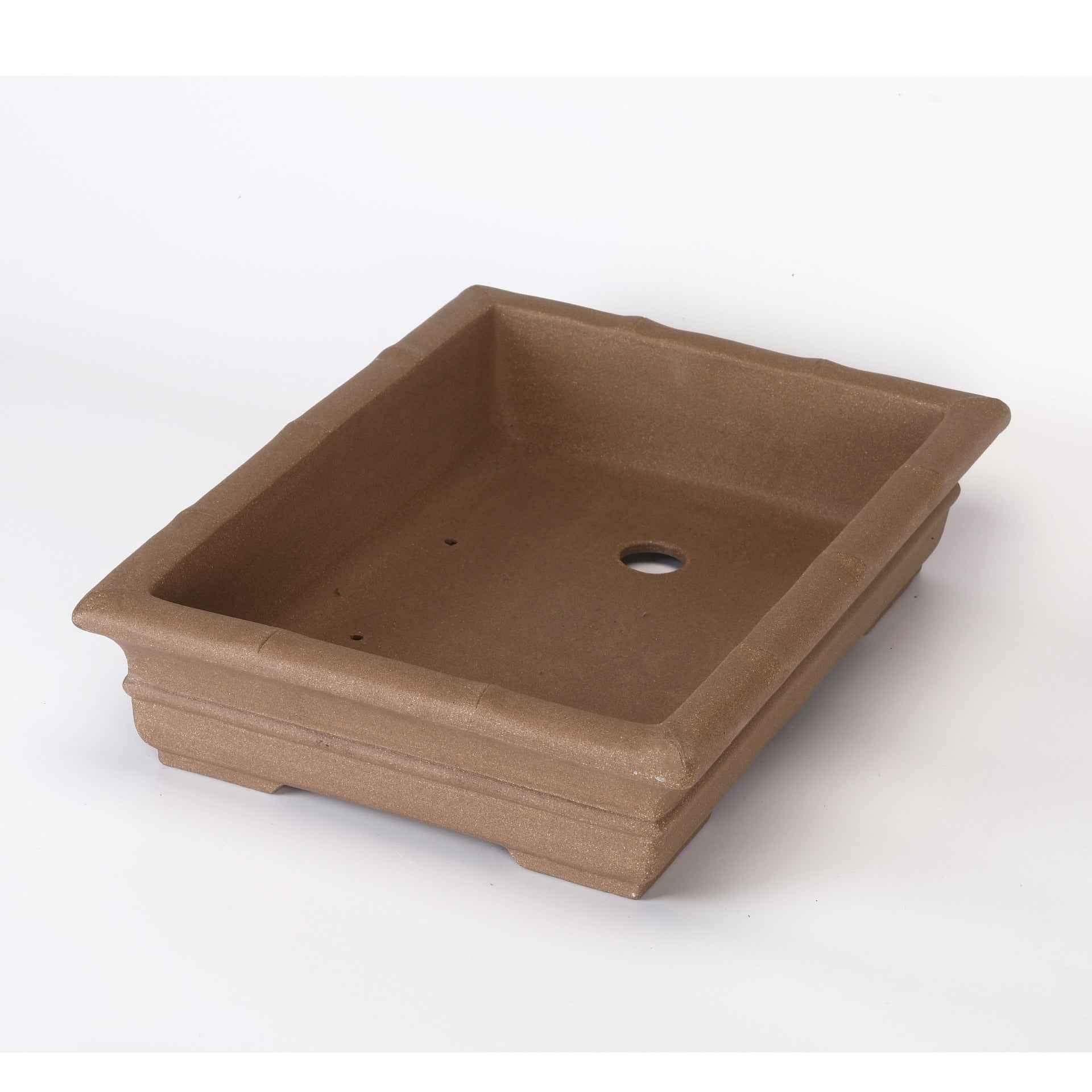 18.1" (46cm) Extra Large Handmade Rectangular Bonsai Pot w Bamboo-Inspired Rim