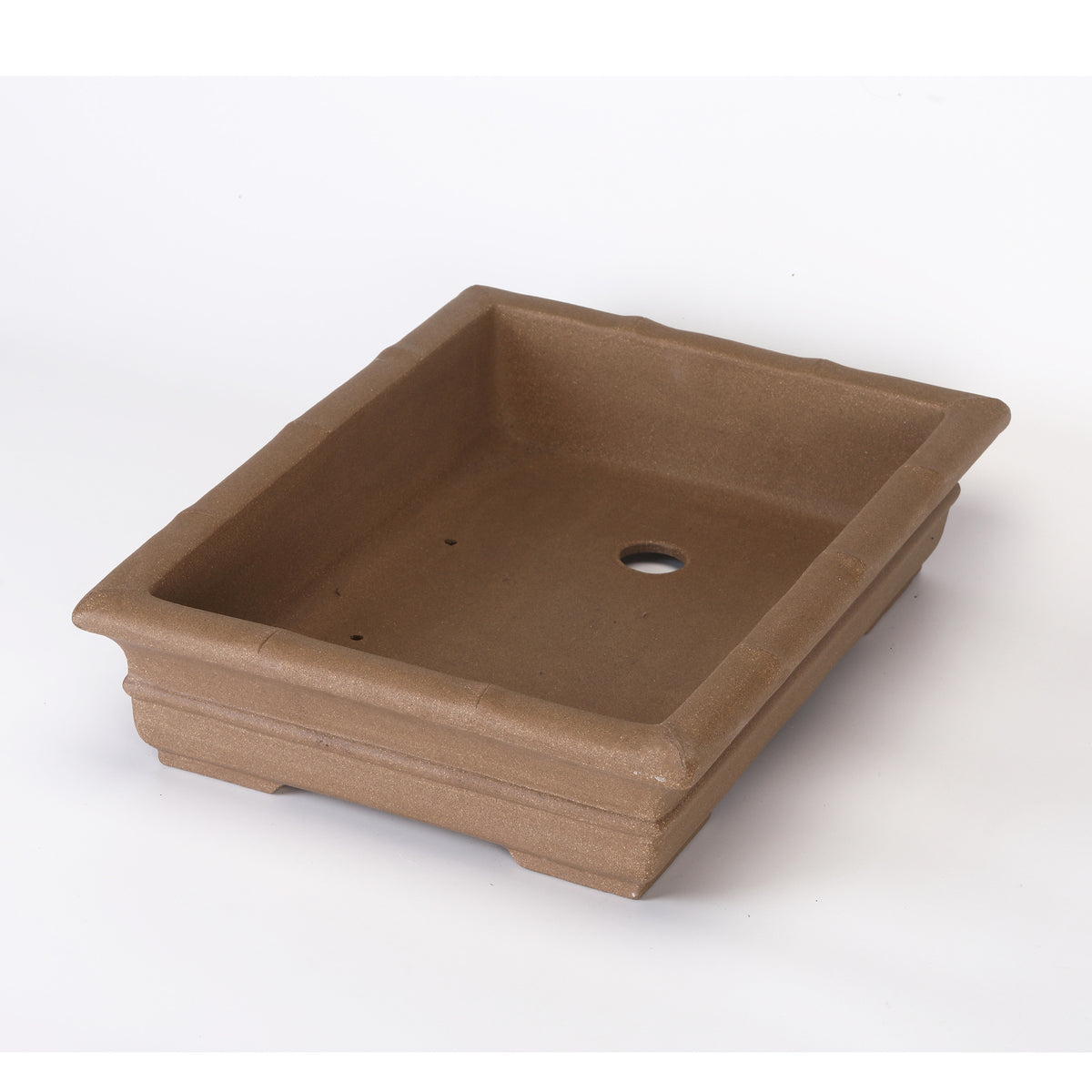 18.1" (46cm) Extra Large Traditional Rectangular Bonsai Pot w Bamboo-Inspired Rim Inner View