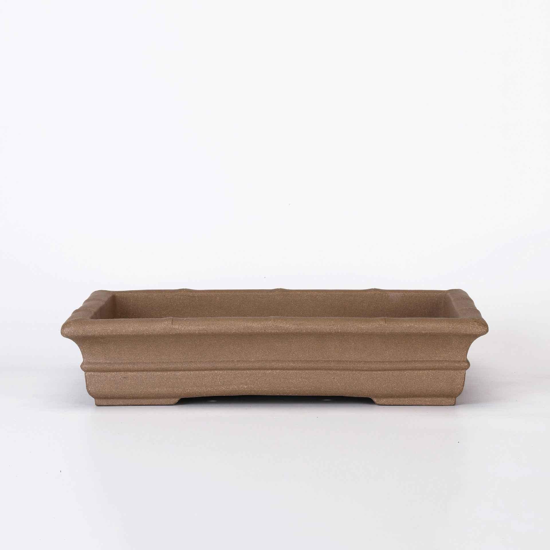 18.1" (46cm) Extra Large Handmade Rectangular Bonsai Pot w Bamboo-Inspired Rim