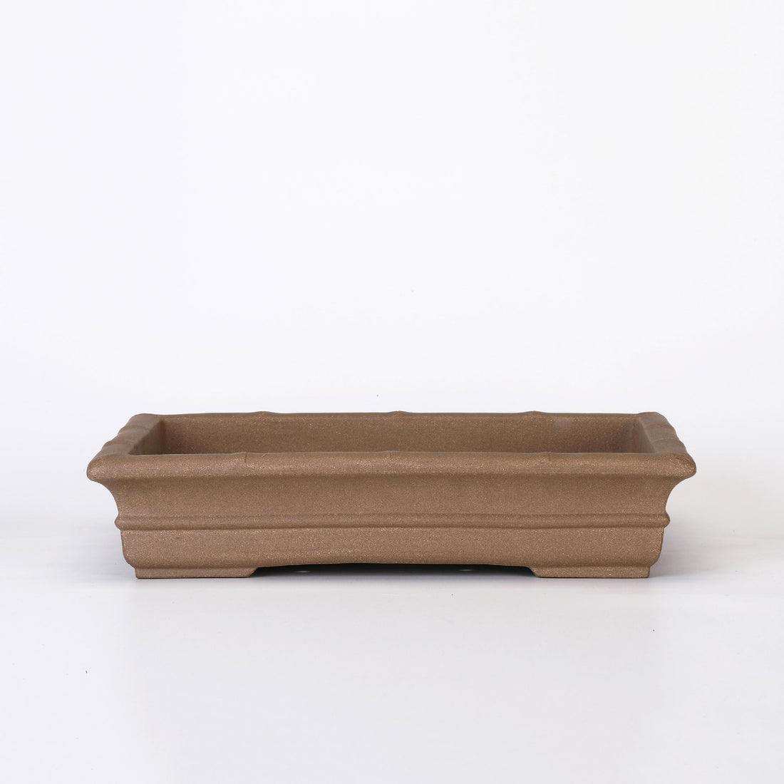 18.1" (46cm) Extra Large Traditional Rectangular Bonsai Pot w Bamboo-Inspired Rim Beige Color
