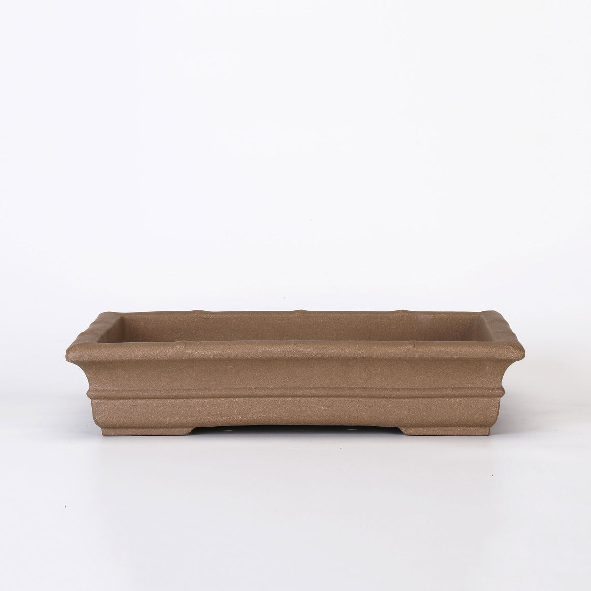 18.1" (46cm) Extra Large Traditional Rectangular Bonsai Pot w Bamboo-Inspired Rim Beige Color