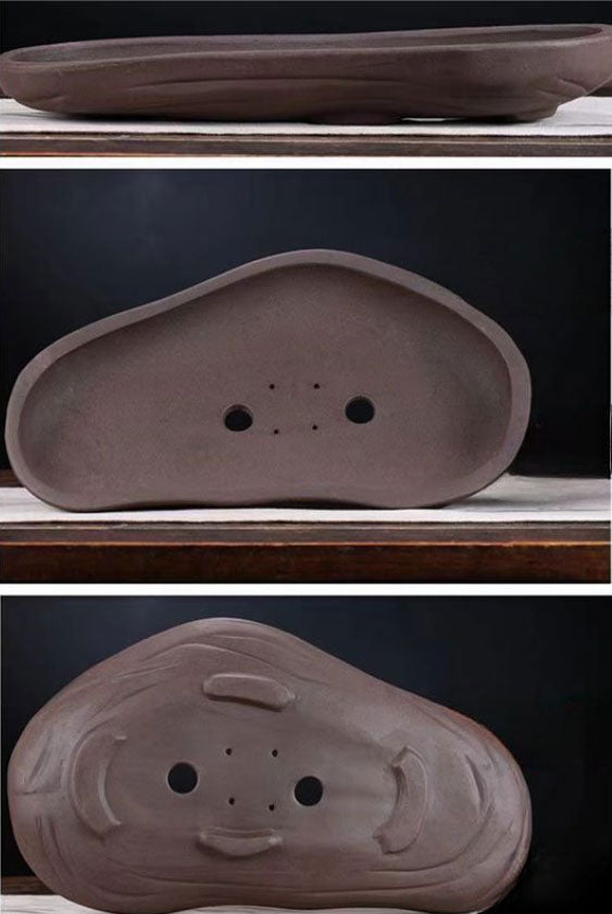 18.1" (46cm) Large Shallow Unglazed Yixing Clay Bonsai Forest Pot