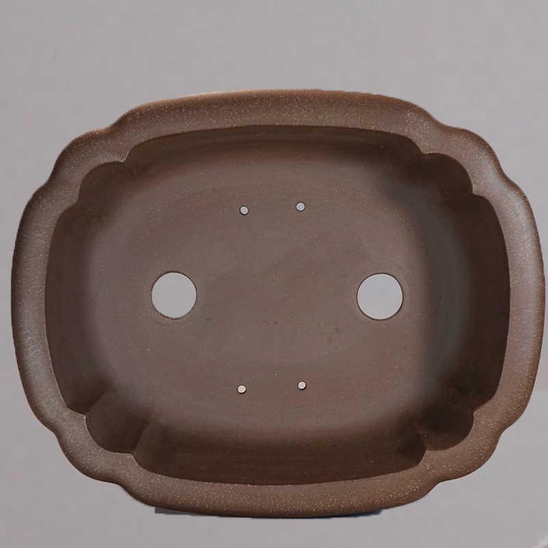 18.1 inch (46cm) Extra Large Oval Bonsai Pot w Studded Detailing & Carved Feet Inner View