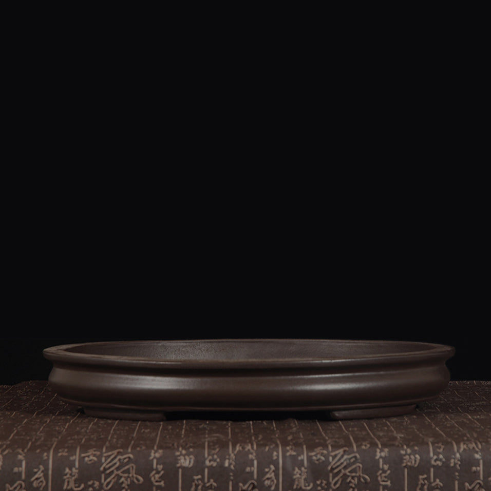 18.3 inch (46.5cm) Extra Large Shallow Black Oval Bonsai Forest Pot