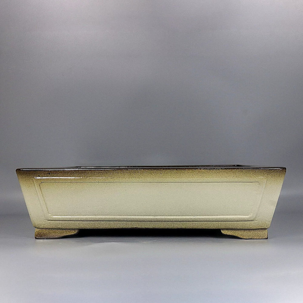 18.5 inch (47cm) Extra Large Flared Rectangular Yellow Glazed Bonsai Pot