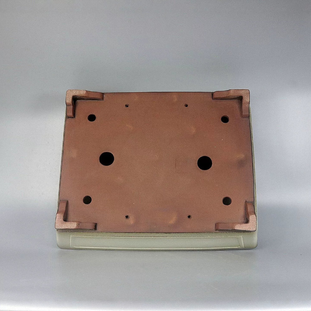 18.5 inch (47cm) Extra Large Flared Rectangular Yellow Glazed Bonsai Pot Bottom View