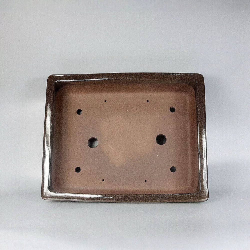 18.5 inch (47cm) Extra Large Flared Rectangular Yellow Glazed Bonsai Pot Inner View
