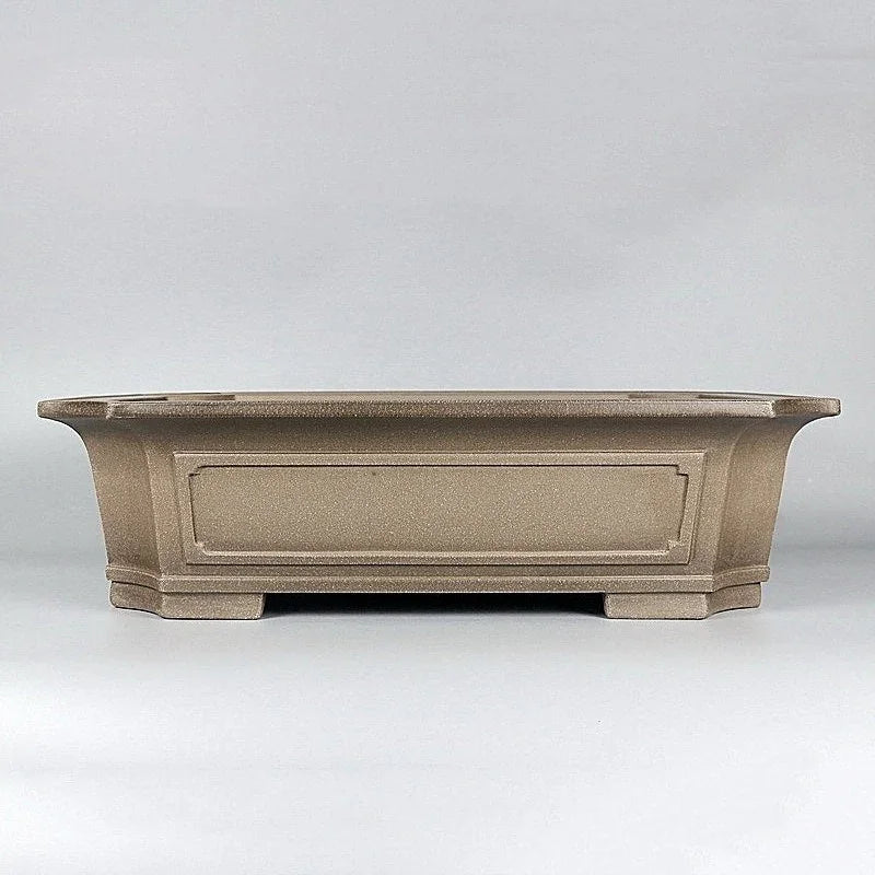 18.5 inch (47cm) Large Handmade Corner-Cut Rectangle Bonsai Pot w Paneled Design