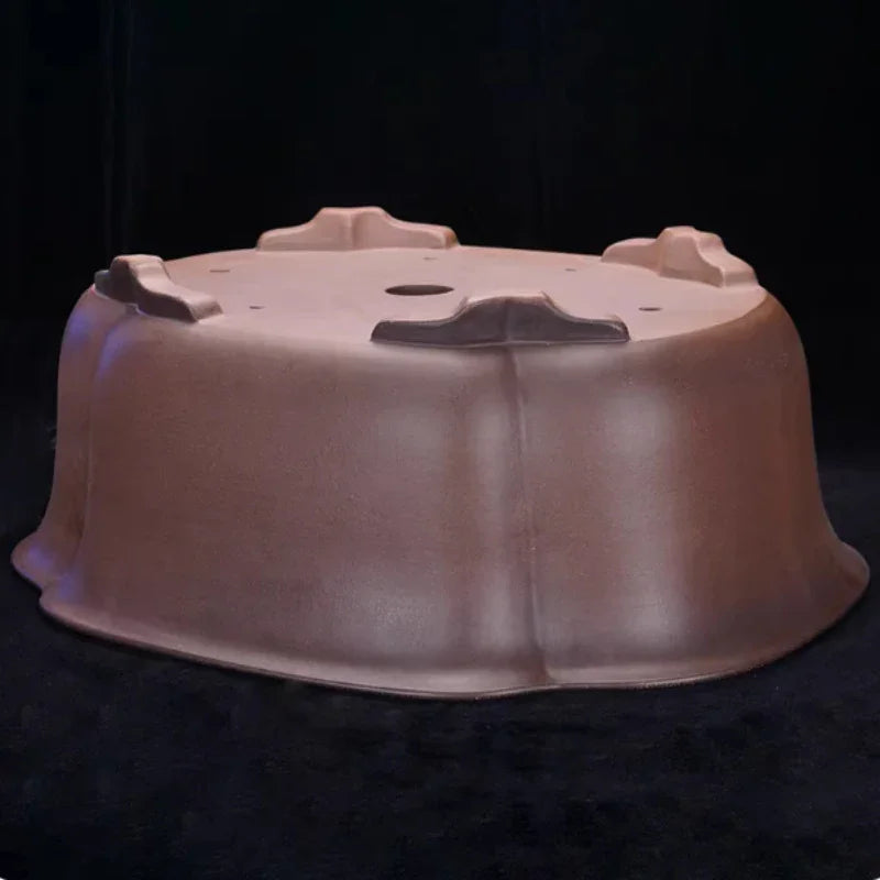 18.7 inch (47.5cm) Extra-Large Handmade Bonsai Pot w Soft-Corner Panels Bottom View