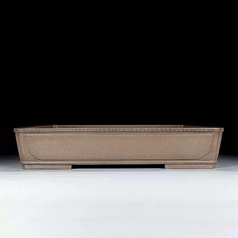 18.8 inch (48cm) Extra Large Indented Corner Rectangular Beige Unglazed Shallow Bonsai Pot
