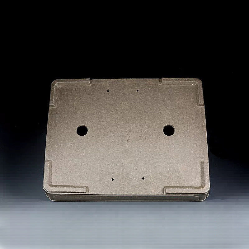 18.8 inch (48cm) Extra Large Indented Corner Rectangular Beige Unglazed Shallow Bonsai Pot Bottom View