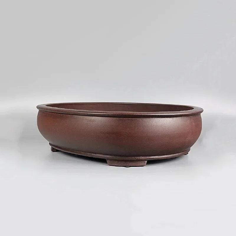 18.9" (48cm) Extra Large Premium Yixing Clay Oval Bonsai Pot Corner View