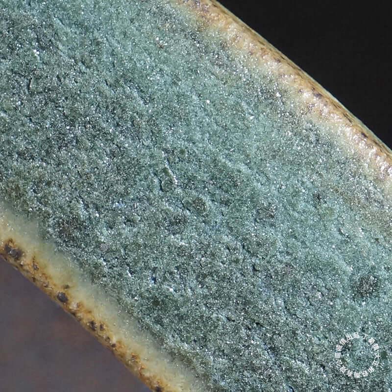 18.9 inch (48cm) Extra Large Exclusive Oval Green Flowing Drip Glaze Bonsai Pot Close Shot 2