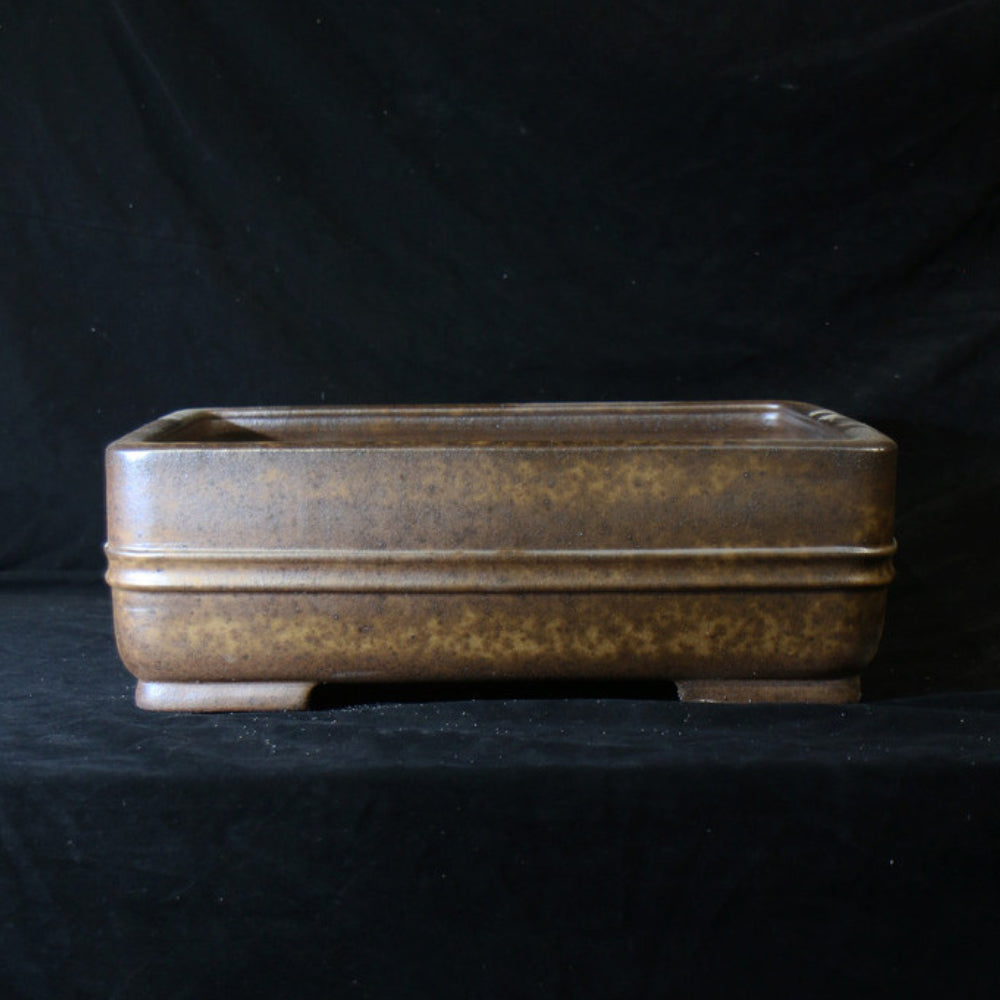 18.9 inch (48cm) Extra Large Rectangular Speckled Finish Unglazed Smooth-Corner Bonsai Pot