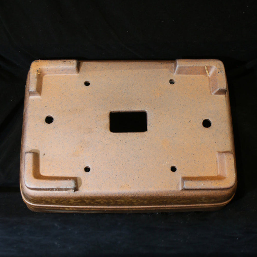 18.9 inch (48cm) Extra Large Rectangular Speckled Finish Unglazed Smooth-Corner Bonsai Pot Bottom View