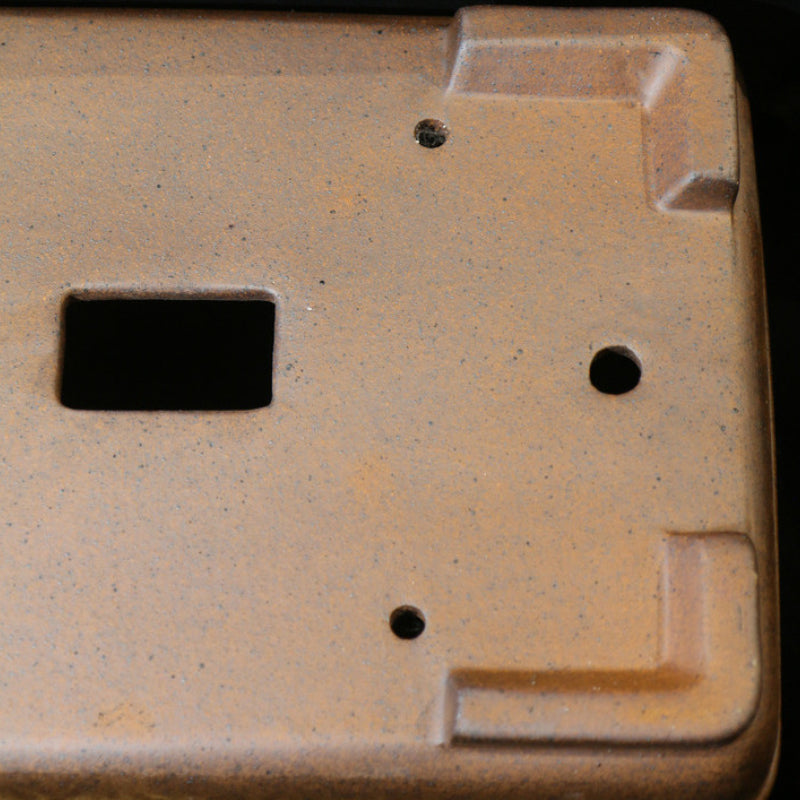 18.9 inch (48cm) Extra Large Rectangular Speckled Finish Unglazed Smooth-Corner Bonsai Pot Bottom View Close Shot