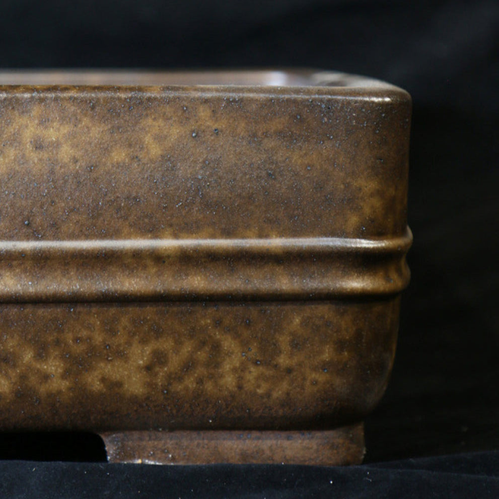 18.9 inch (48cm) Extra Large Rectangular Speckled Finish Unglazed Smooth-Corner Bonsai Pot Detail View