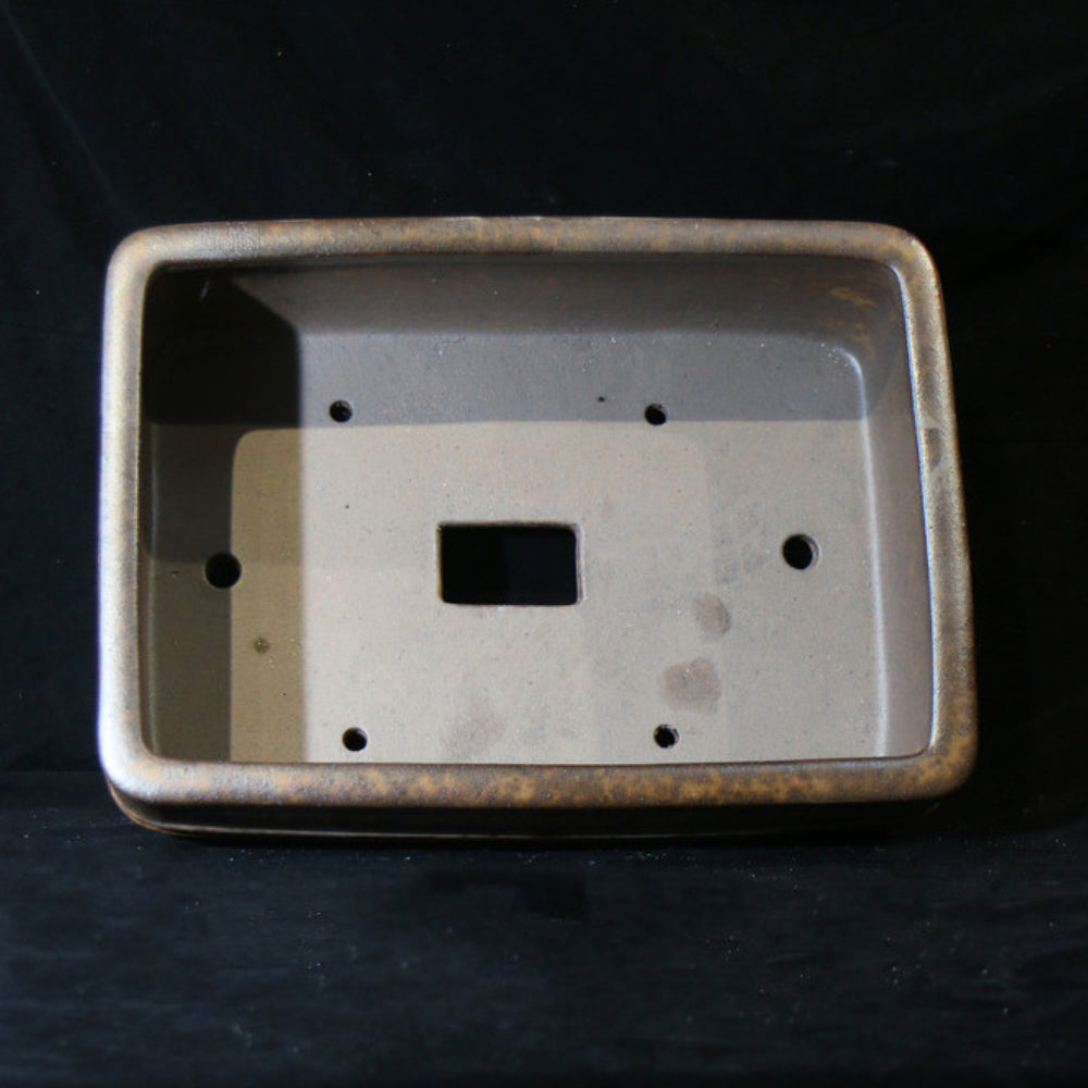 18.9 inch (48cm) Extra Large Rectangular Speckled Finish Unglazed Smooth-Corner Bonsai Pot Inside View