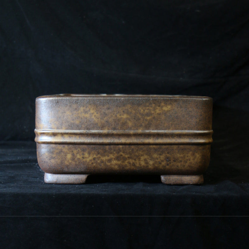 18.9 inch (48cm) Extra Large Rectangular Speckled Finish Unglazed Smooth-Corner Bonsai Pot Side View
