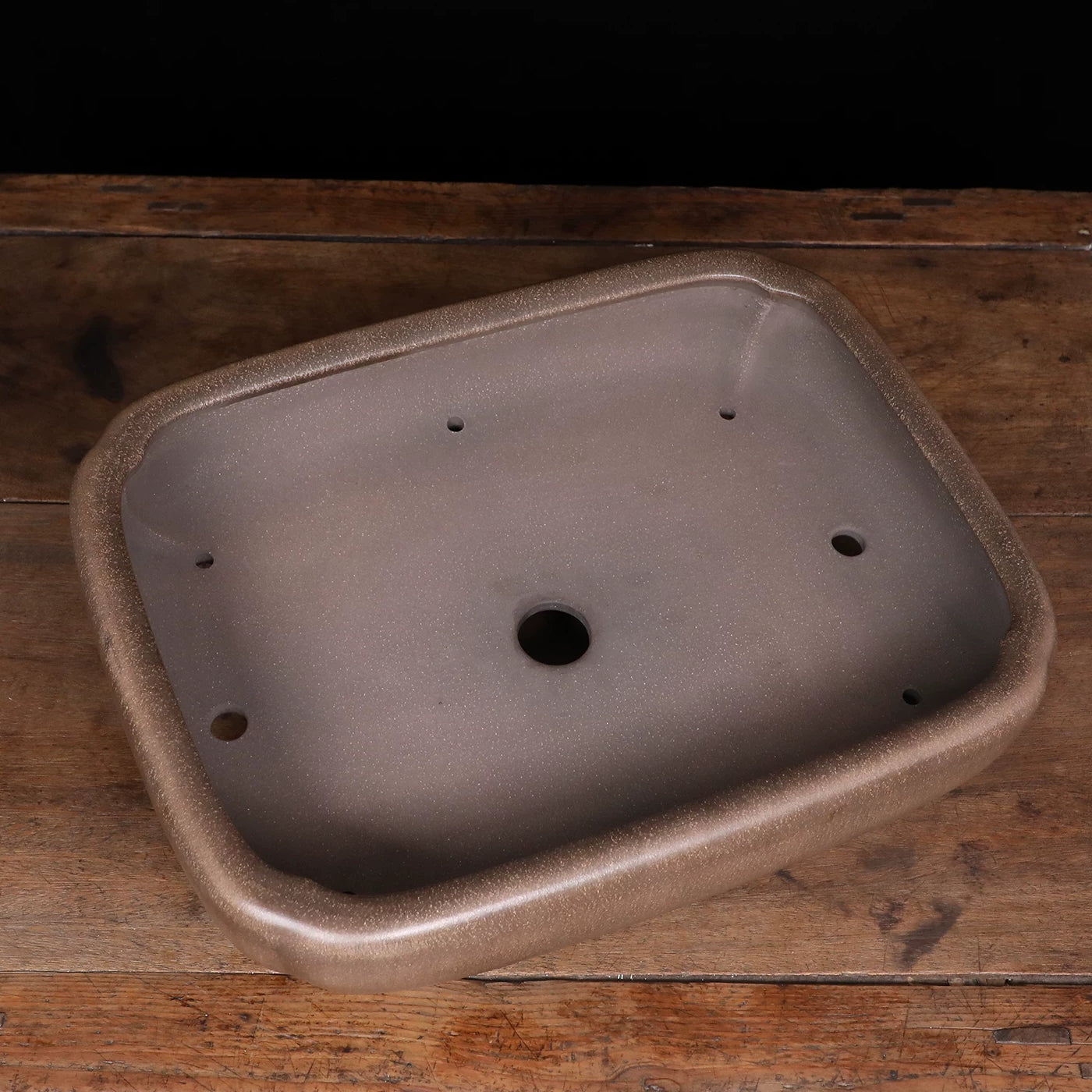 19.1 inch (48.7cm) Extra Large Indented Corner Rectangular Traditional Unglazed Bonsai Pot Inner View