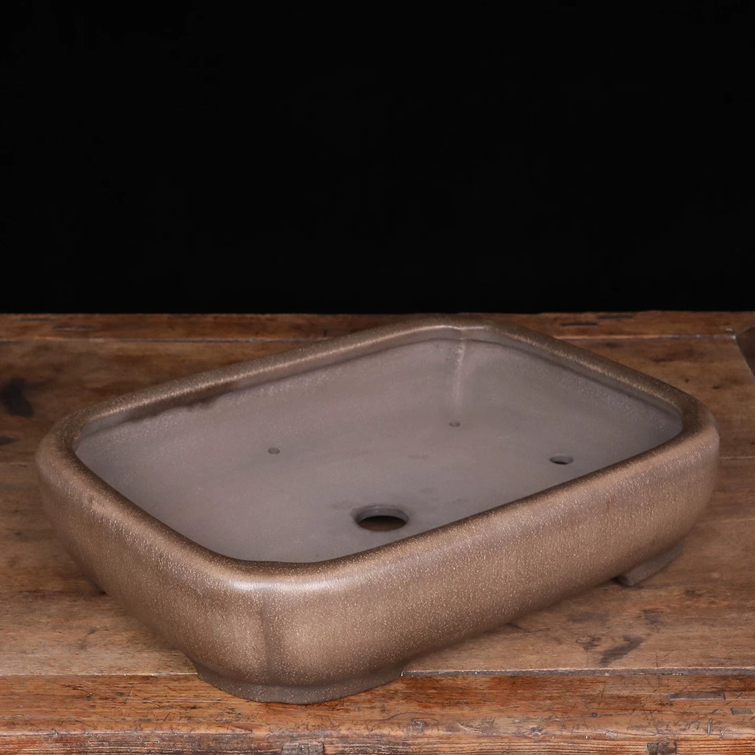 19.1 inch (48.7cm) Extra Large Indented Corner Rectangular Traditional Unglazed Bonsai Pot Top View