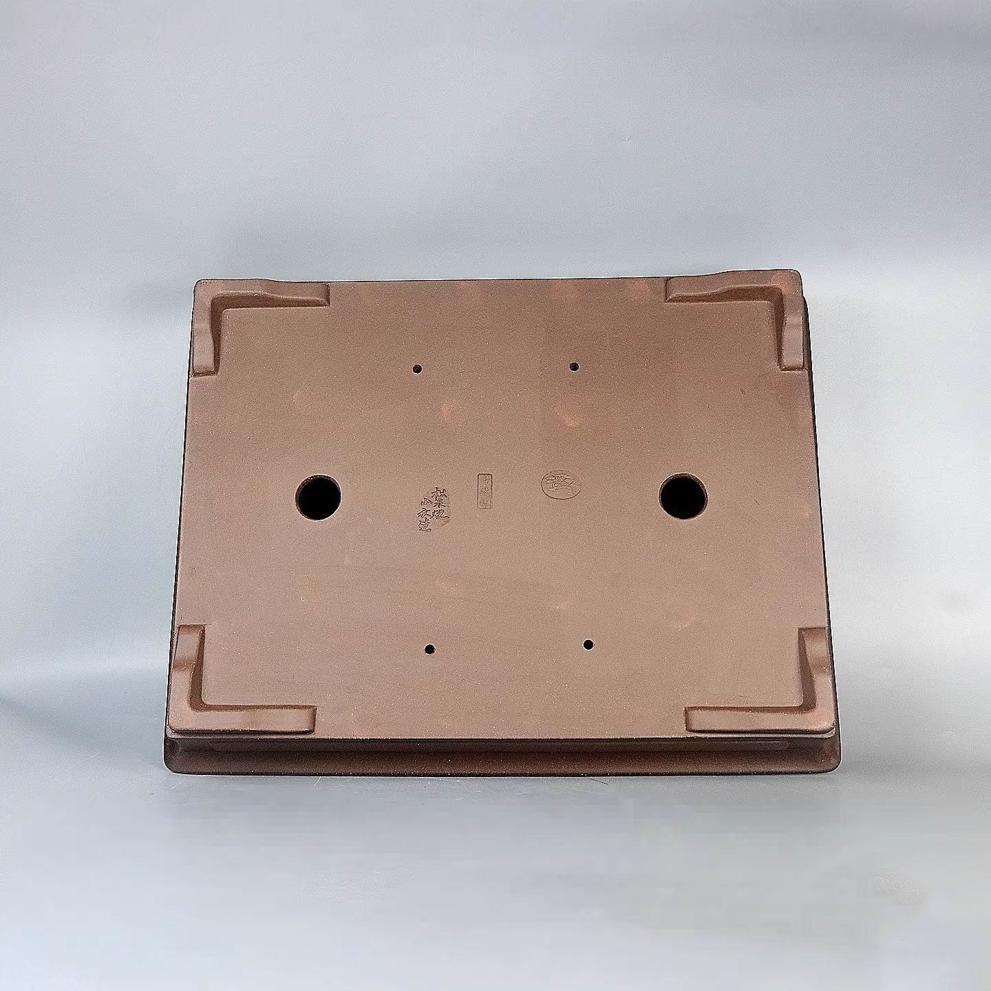 19.2 inch (49cm) Extra Large Rectangular Shallow Bonsai Pot w Panelled Walls Bottom View