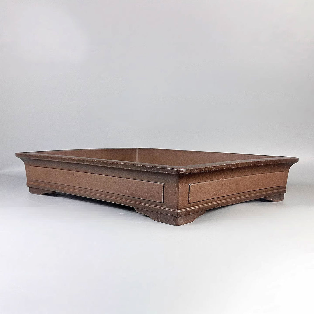 19.2 inch (49cm) Extra Large Rectangular Shallow Bonsai Pot w Panelled Walls Corner View