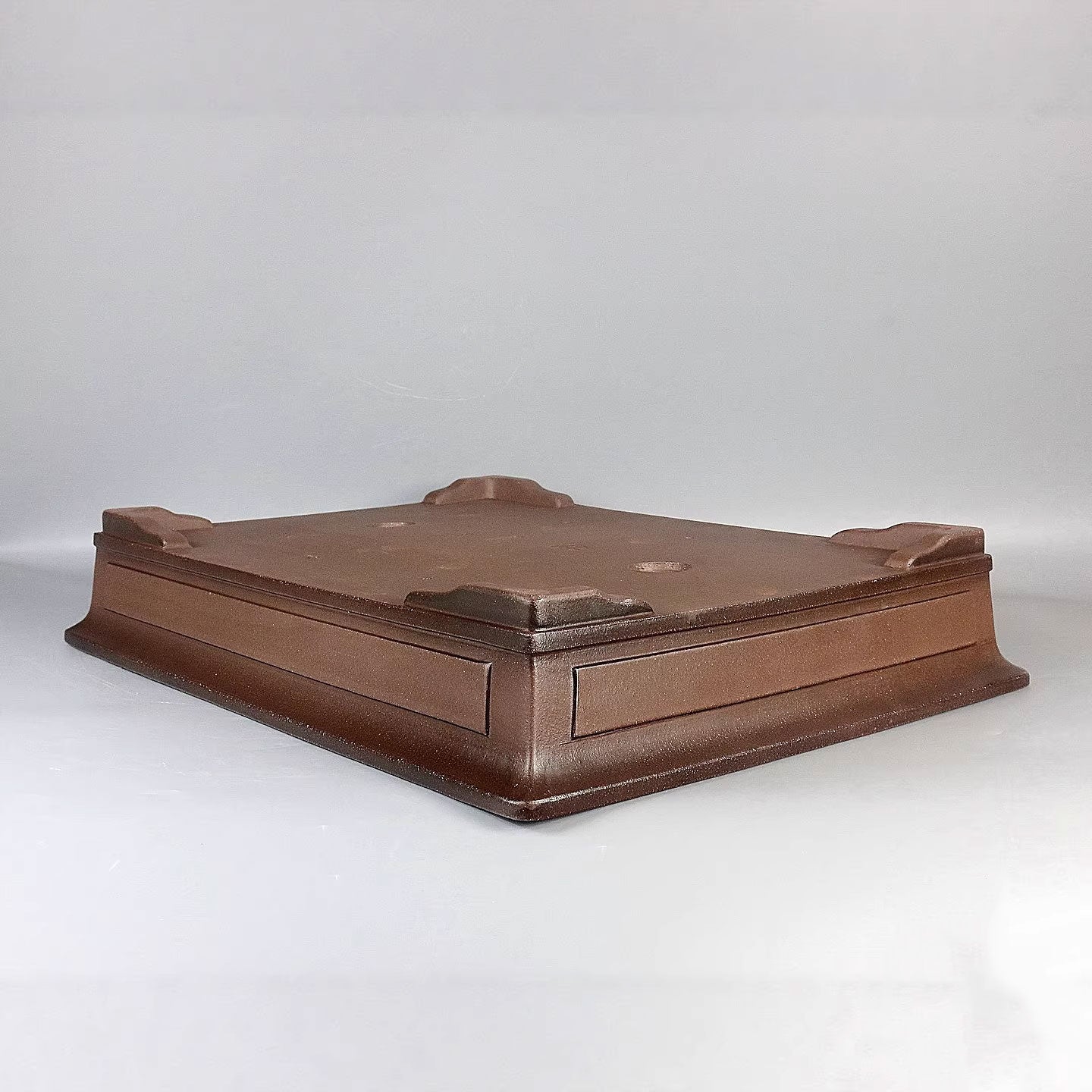 19.2 inch (49cm) Extra Large Rectangular Shallow Bonsai Pot w Panelled Walls Upside Down View