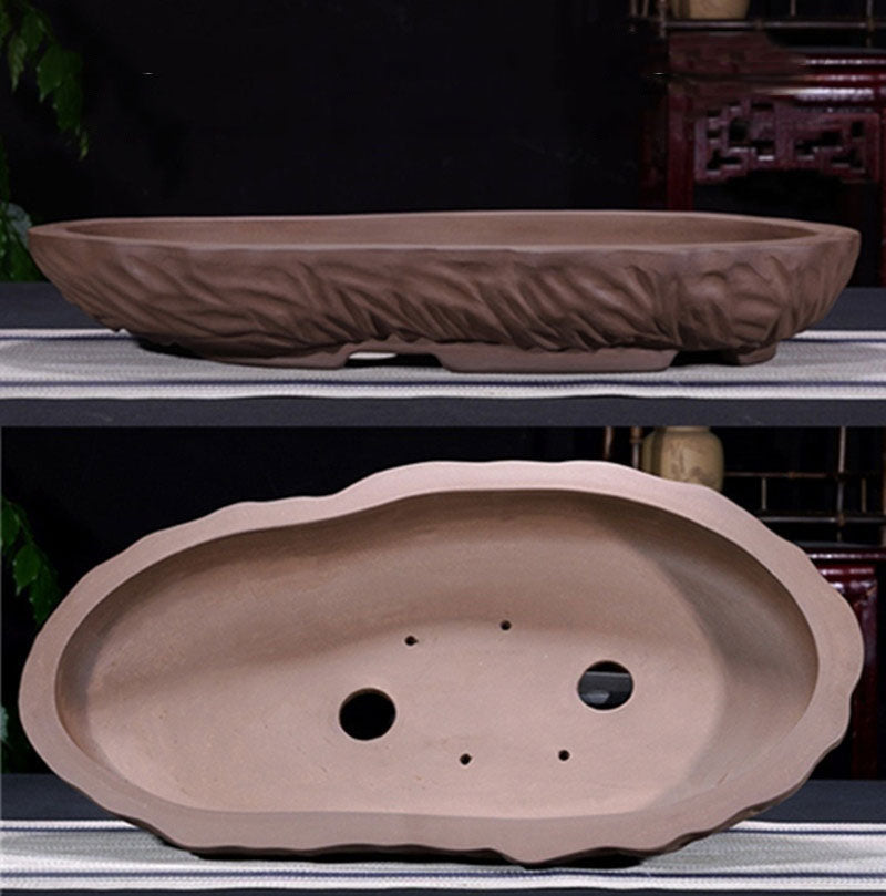 19.3" (49cm) Extra Large Oval Unglazed Yixing Clay Bonsai Forest Pot
