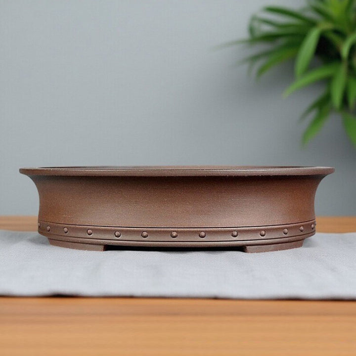 19.4 Inch (49.5 cm) Large Handmade Unglazed Antique-Style Oval Bonsai Pot