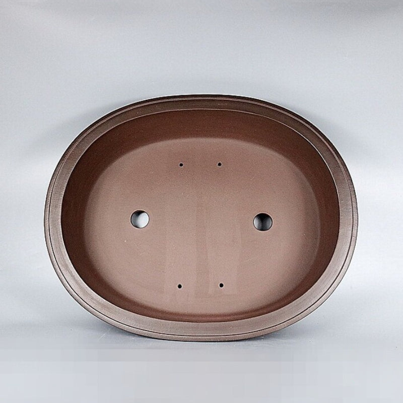 19.4 Inch (49.5 cm) Large Handmade Unglazed Antique-Style Oval Bonsai Pot Inner View