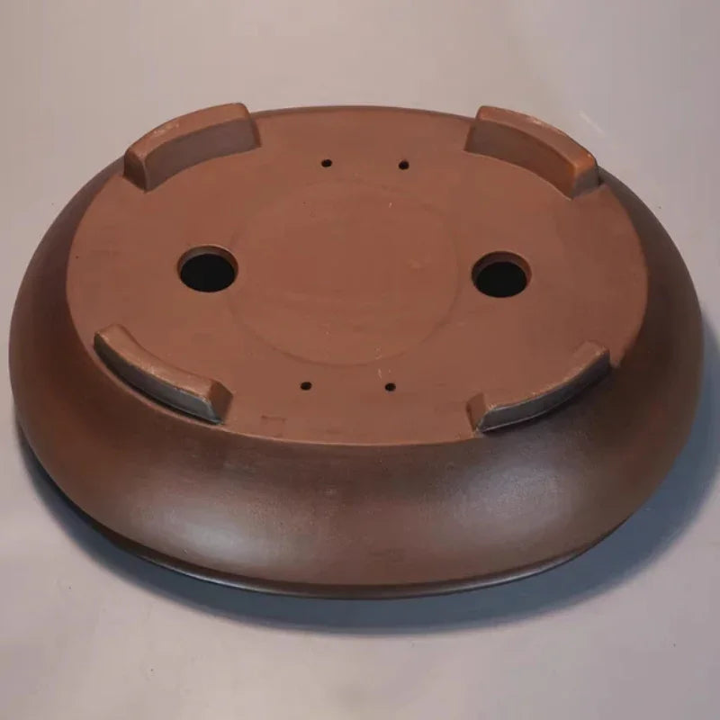 19.6 inch (50cm) Extra Large Oval Brown-Gradient Yixing Clay Bonsai Pot Bottom View