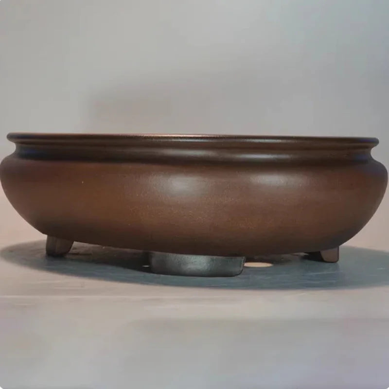 19.6 inch (50cm) Extra Large Oval Brown-Gradient Yixing Clay Bonsai Pot Corner View