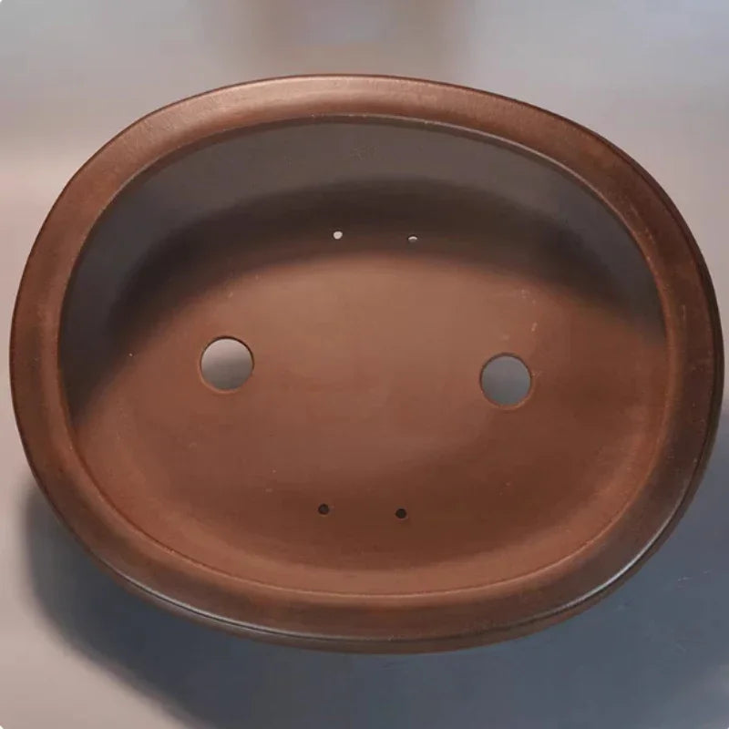 19.6 inch (50cm) Extra Large Oval Brown-Gradient Yixing Clay Bonsai Pot Inner View