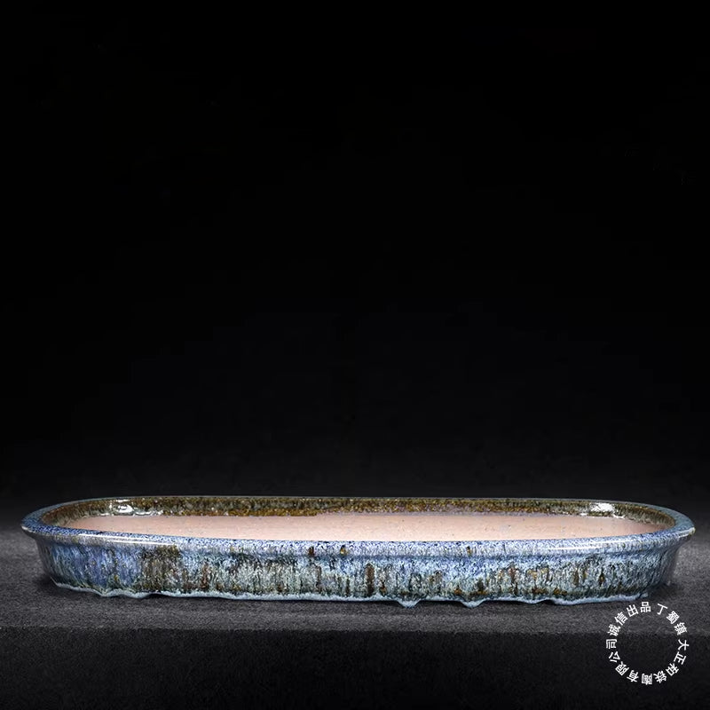 19.6 inch (50cm) Extra Large Oval Shallow Dazheng Kiln-Glazed Multicolor Forest Bonsai Pot