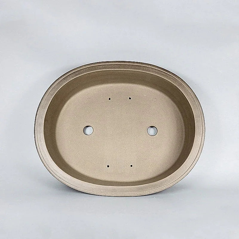 19.6 inch (50cm) Extra Large Premium Handmade Oval Studded Bonsai Pot 
Inner View