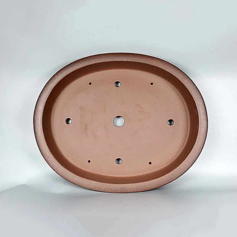 19.6 inch (50cm) Extra Large Shallow Oval Bonsai Pot w Flared Rim & Raised Feet Inner View