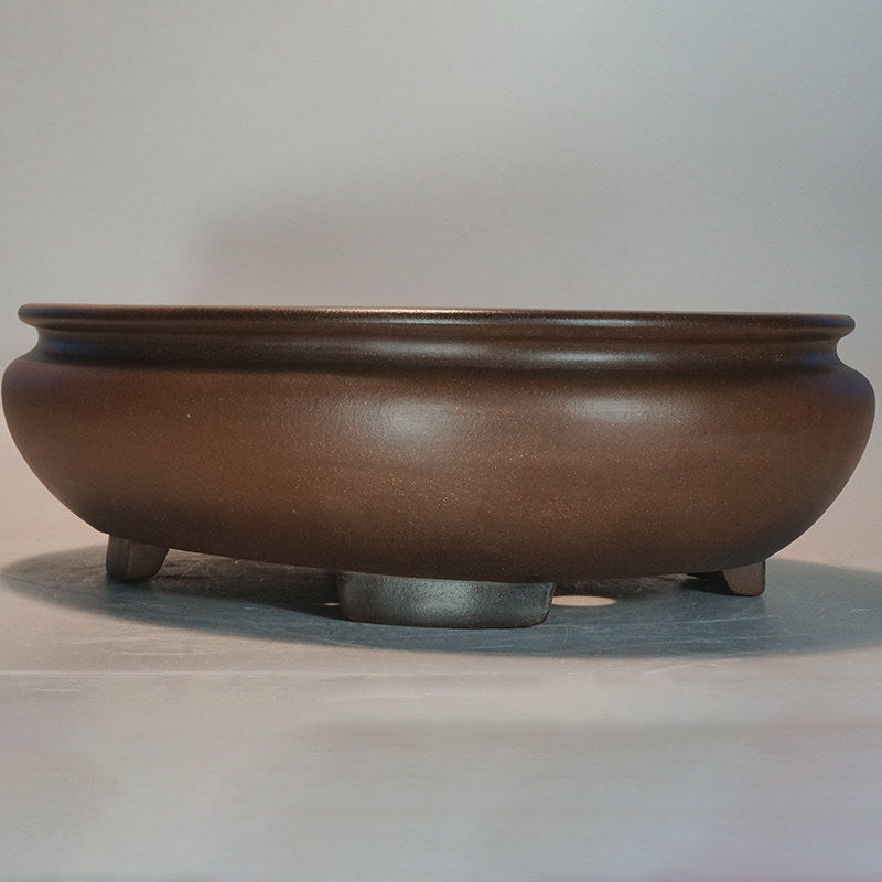 19.6 inch (50cm) Extra Large Traditional Oval Brown Dual Tone Unglazed Bonsai Pot Corner View