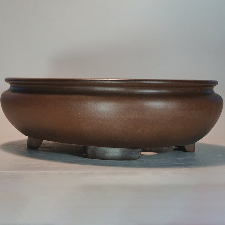 19.6 inch (50cm) Extra Large Traditional Oval Brown Dual Tone Unglazed Bonsai Pot Corner View