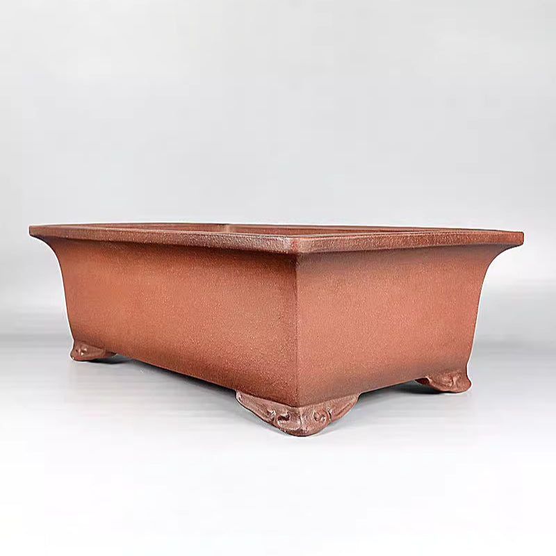 19.8 inch (50.5cm) Extra-Large Rectangular Traditional Orange-Brown Deep Bonsai Pot Corner View