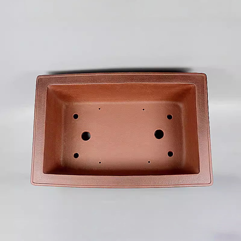 19.8 inch (50.5cm) Extra-Large Rectangular Traditional Orange-Brown Deep Bonsai Pot Inner View