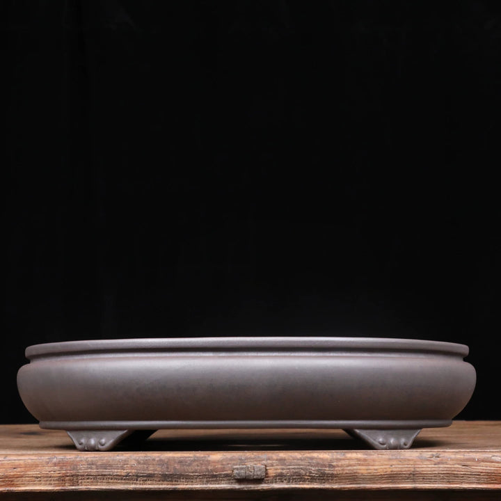 19 inch (48.3cm) Extra-Large Oval Wood-Fired Unglazed Bonsai Pot with Cloud Feet