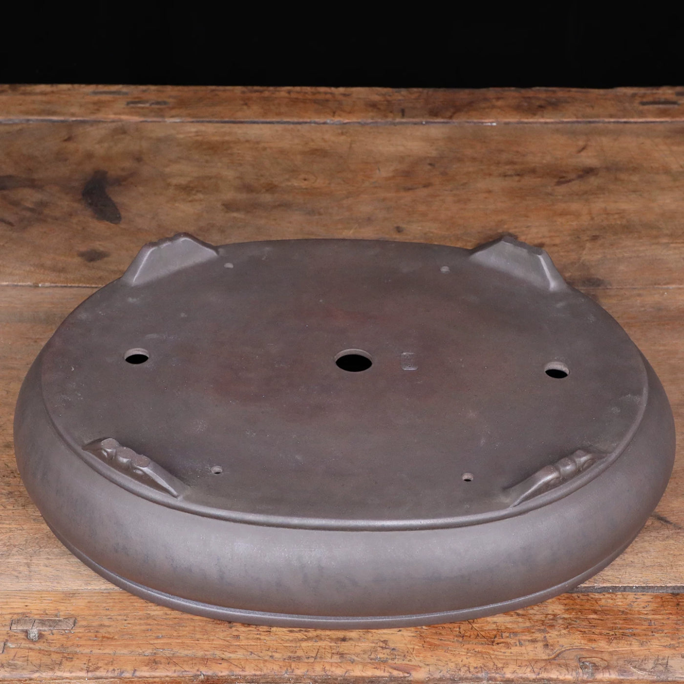 19 inch (48.3cm) Extra-Large Oval Wood-Fired Unglazed Bonsai Pots with Cloud Feet Bottom View