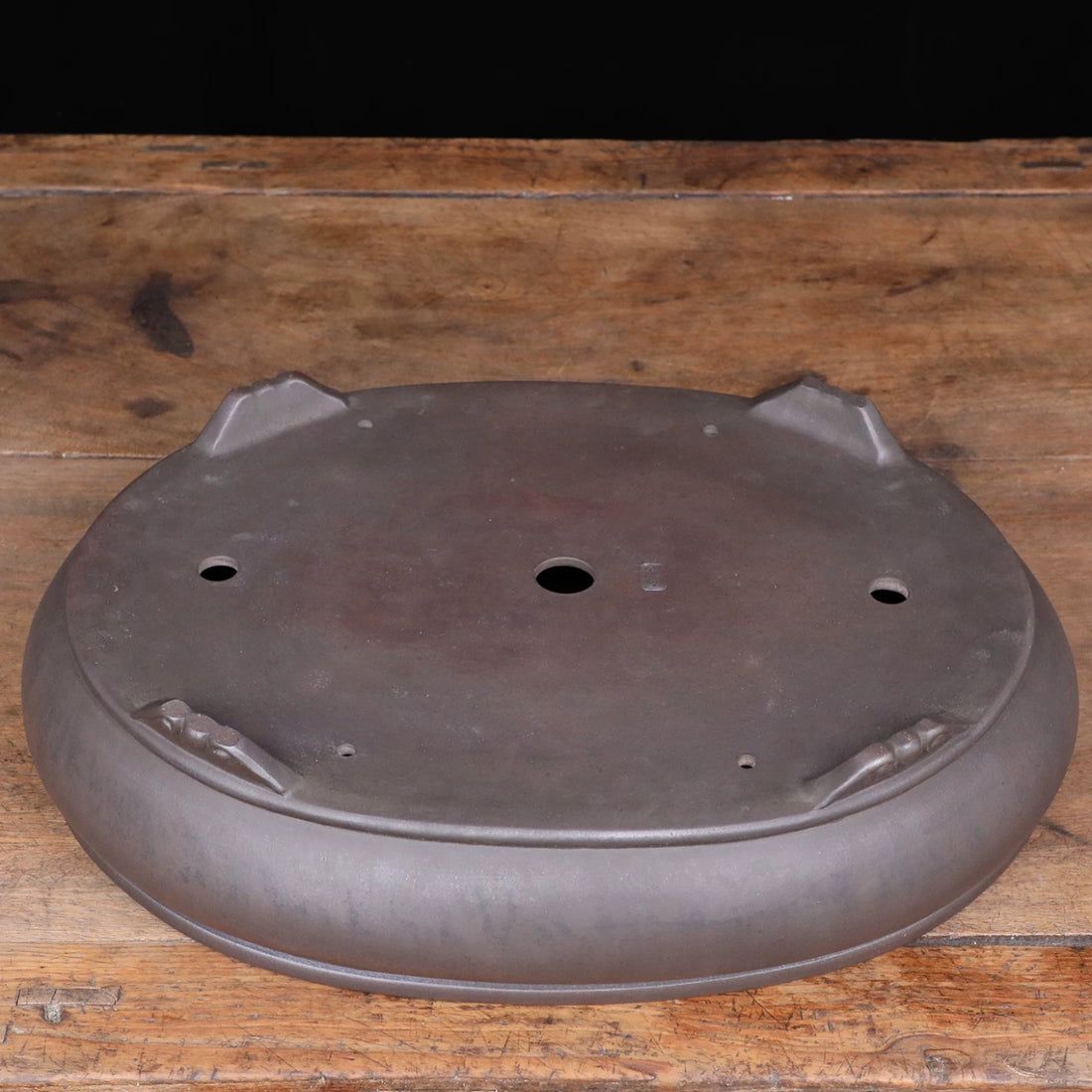 19 inch (48.3cm) Extra-Large Oval Wood-Fired Unglazed Bonsai Pots with Cloud Feet Bottom View